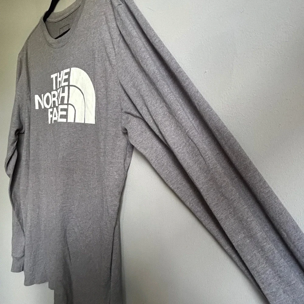 The North Face Mens Gray Long Sleeve Half Dome Logo Graphic T-Shirt Size‎ L